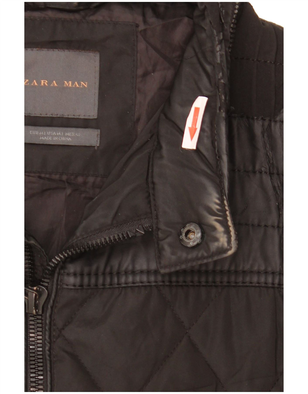 Giacca trapuntata con cappuccio da uomo ZARA UK 38 media nera