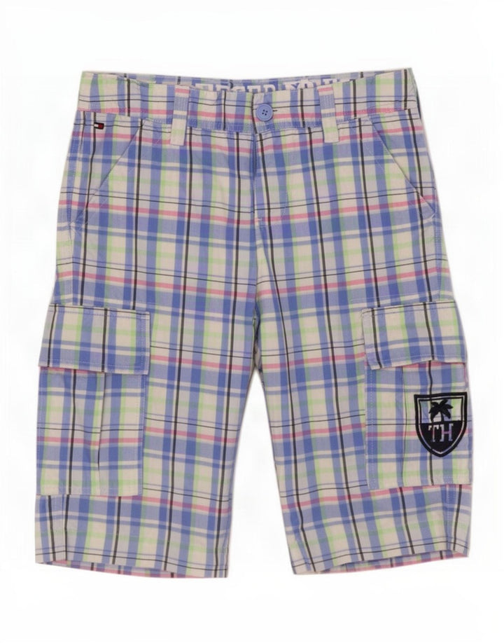 Pantaloncini cargo da bambino Tommy Hilfiger 13-14 anni W28 in cotone a quadri blu