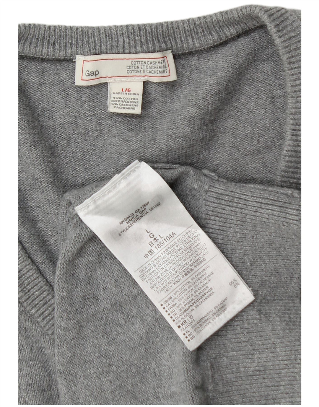 Maglione Gap da uomo con scollo a V grande in cotone grigio
