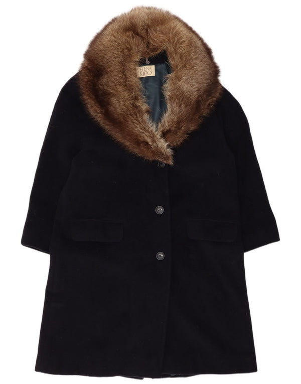 ELENA MIRO Soprabito da donna UK 16 Large Blu Navy Lana Vergine