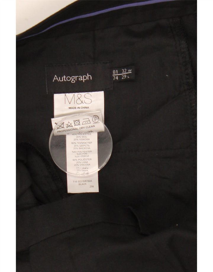 Pantaloni da abito dritti autografi da uomo Marks & Spencer W32 L29 neri