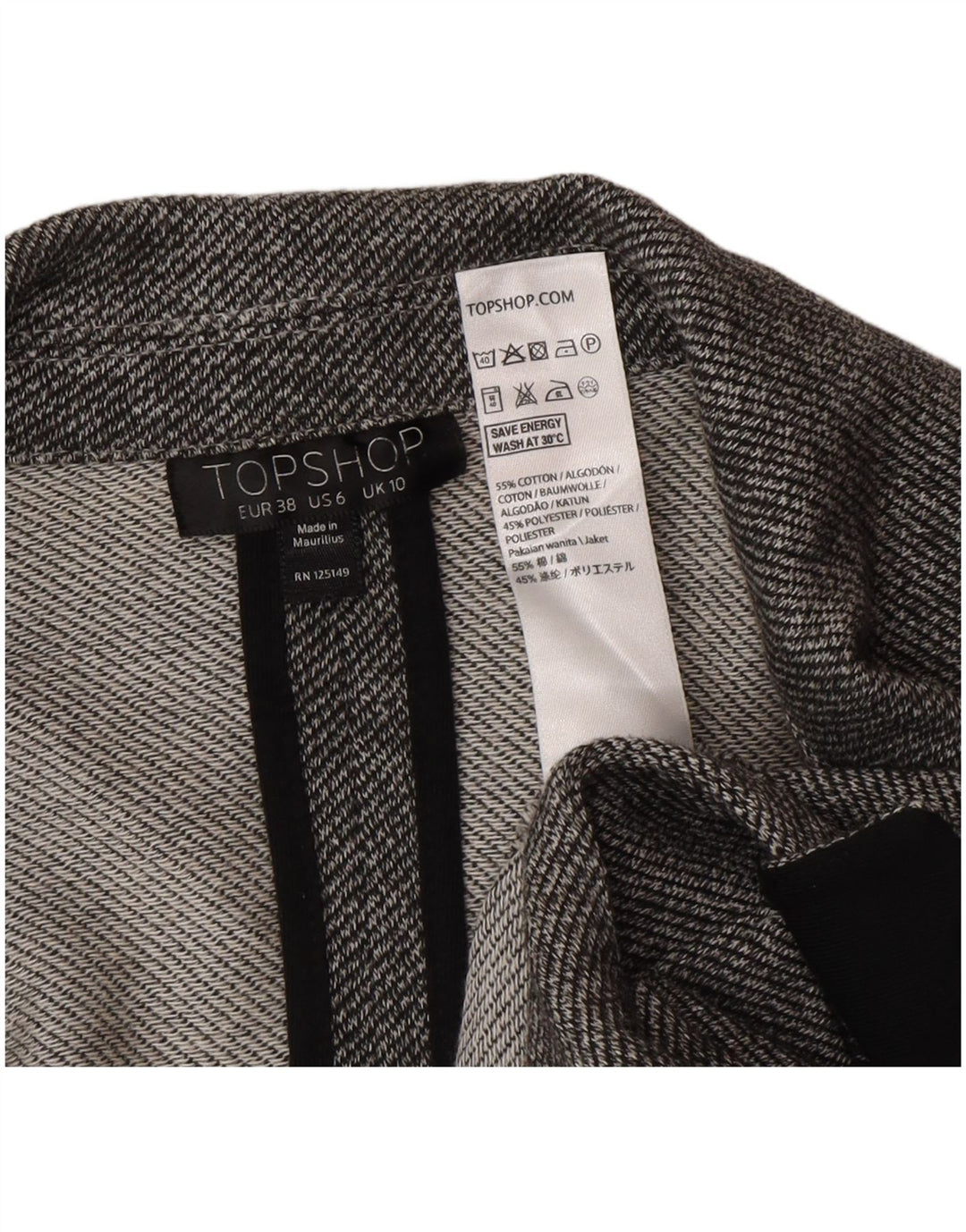 Giacca blazer aperta da donna lunga Topshop UK 10 Small Grey Colourblock