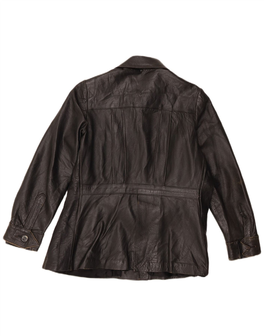 Giacca in pelle vintage da donna UK 14 media nera