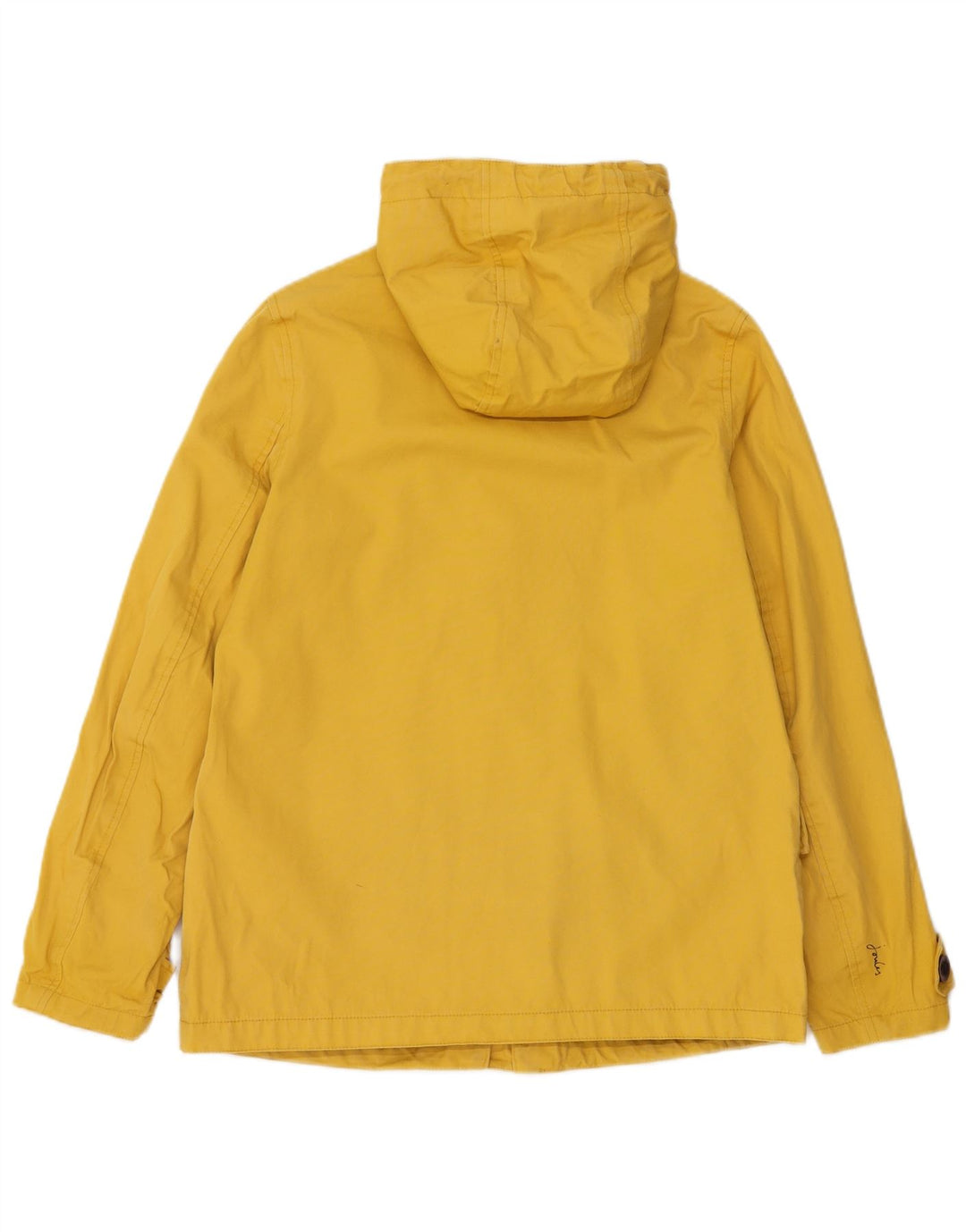 JOULES Giacca antipioggia con cappuccio da donna UK 8 piccola in cotone giallo