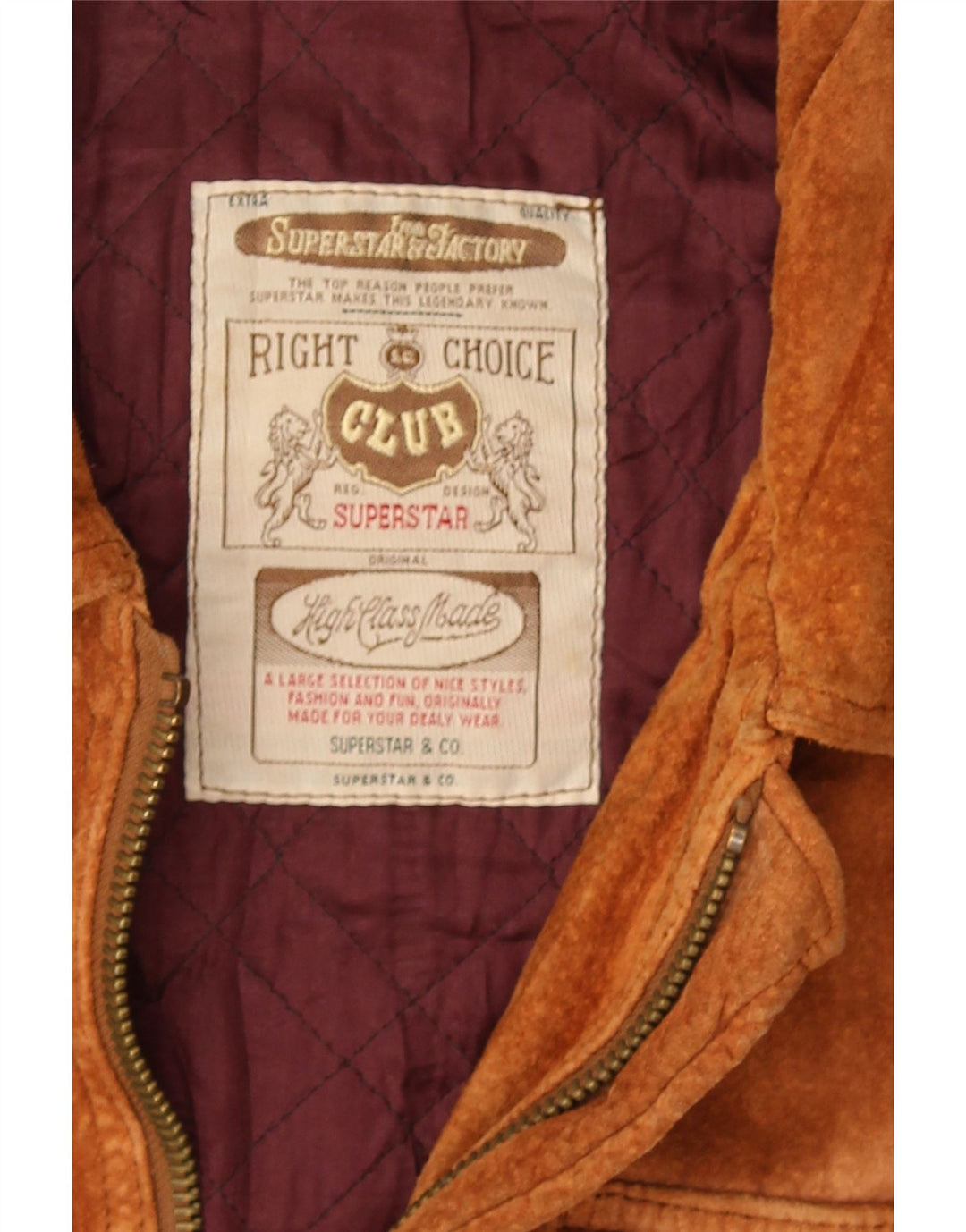 Giacca a vento vintage in pelle scamosciata da uomo UK 38 Marrone medio