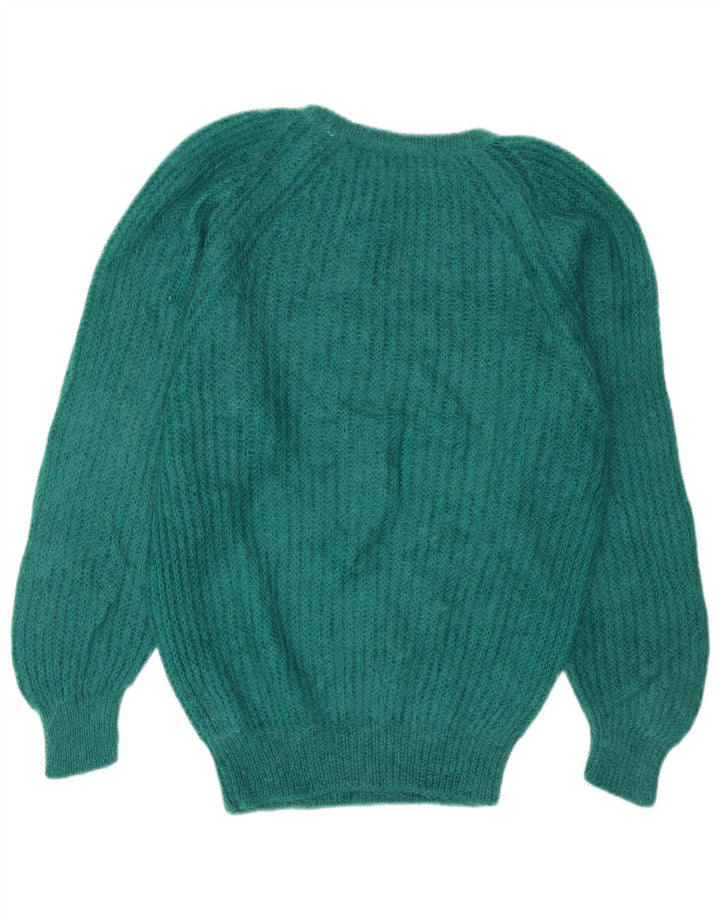 Maglione maglione vintage da donna con scollo a barca UK 14 Blu medio