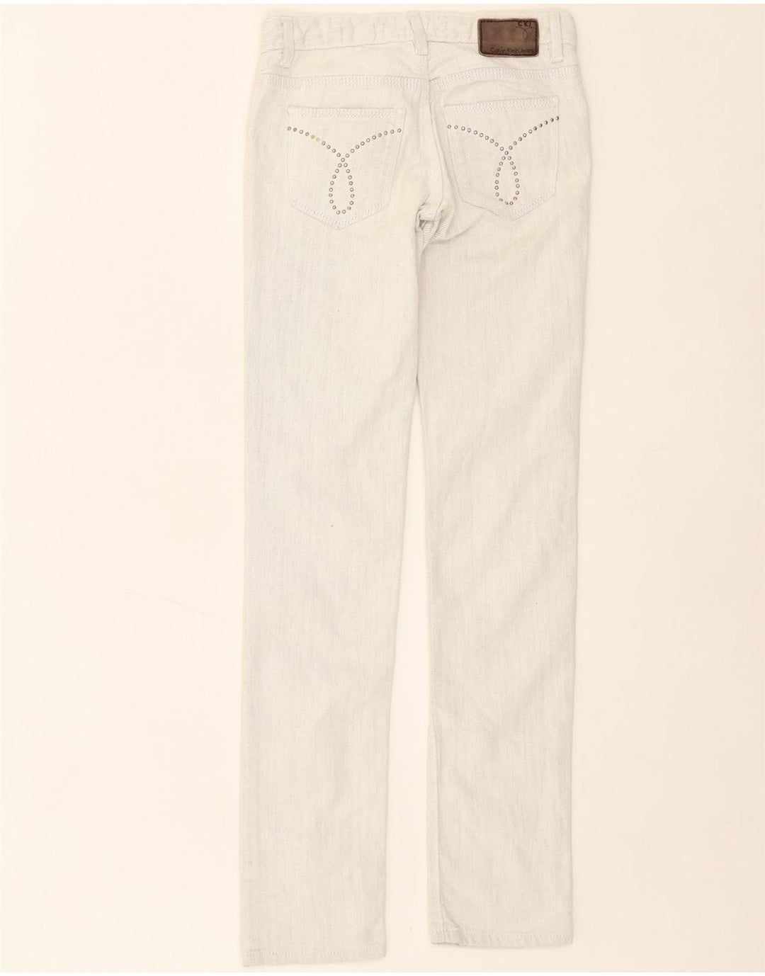 CALVIN KLEIN Womens Straight Jeans W25 L32 White Cotton Vintage Calvin Klein and Second-Hand Calvin Klein from Messina Hembry 