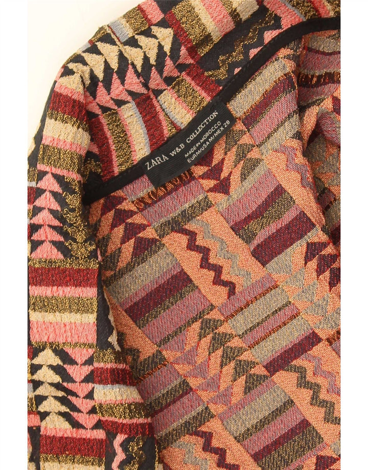 Zara Cardigan oversize da donna UK 14 medio multicolore geometrico