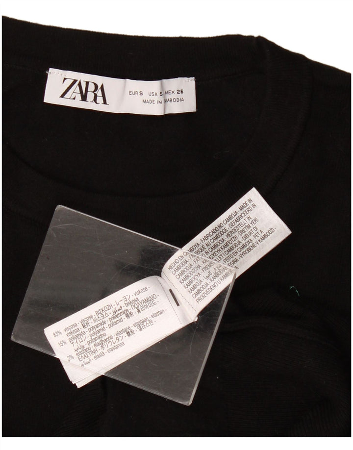 Maglione maglione girocollo da donna Zara UK 10 piccolo in viscosa nera