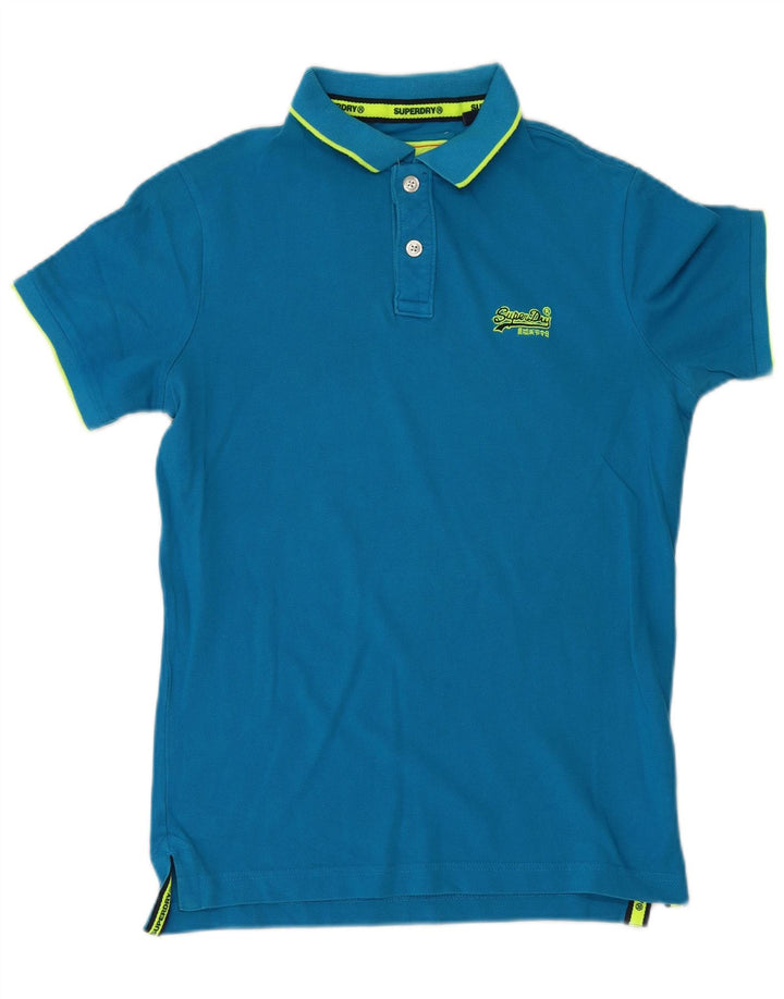 Polo da uomo Superdry in cotone blu medio