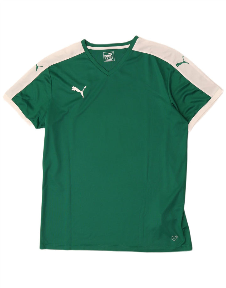 T-shirt da uomo Puma Top XL verde in poliestere color block