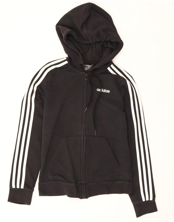 Felpa con cappuccio e zip da donna Adidas UK 4/6 XS cotone nero