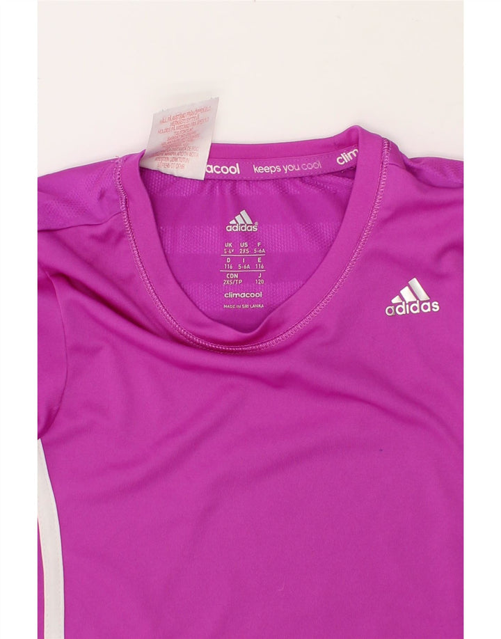 ADIDAS Girls Climacool T-Shirt Top 5-6 Years Purple Polyester Vintage Adidas and Second-Hand Adidas from Messina Hembry 