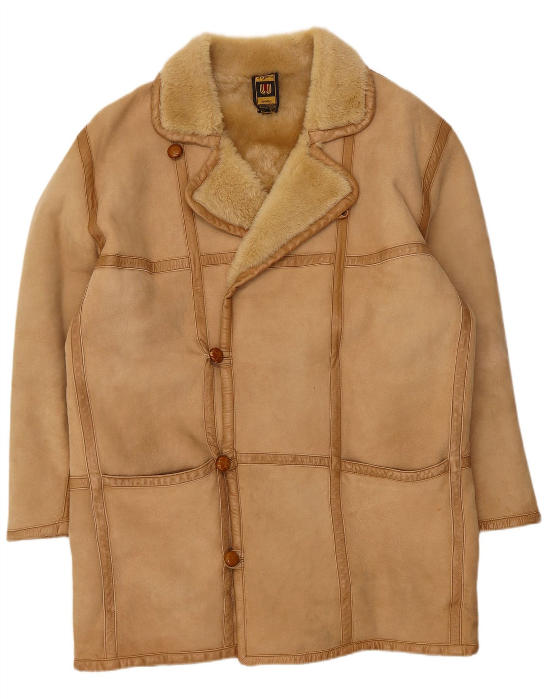 Cappotto in shearling da uomo Emanuel Ungaro UK 38 Beige medio