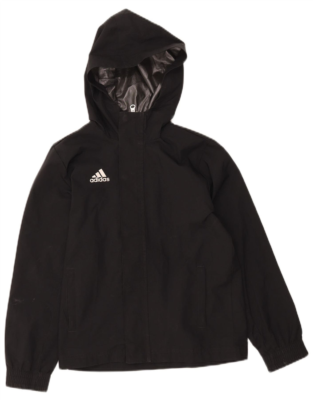Giacca a vento con cappuccio ADIDAS da ragazzo 9-10 anni in poliestere nero