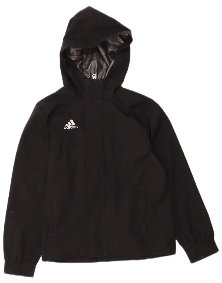 Giacca a vento con cappuccio ADIDAS da ragazzo 9-10 anni in poliestere nero