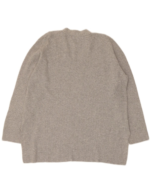 Maglione con scollo a V da donna Marks & Spencer UK 14 Large Viscosa grigia