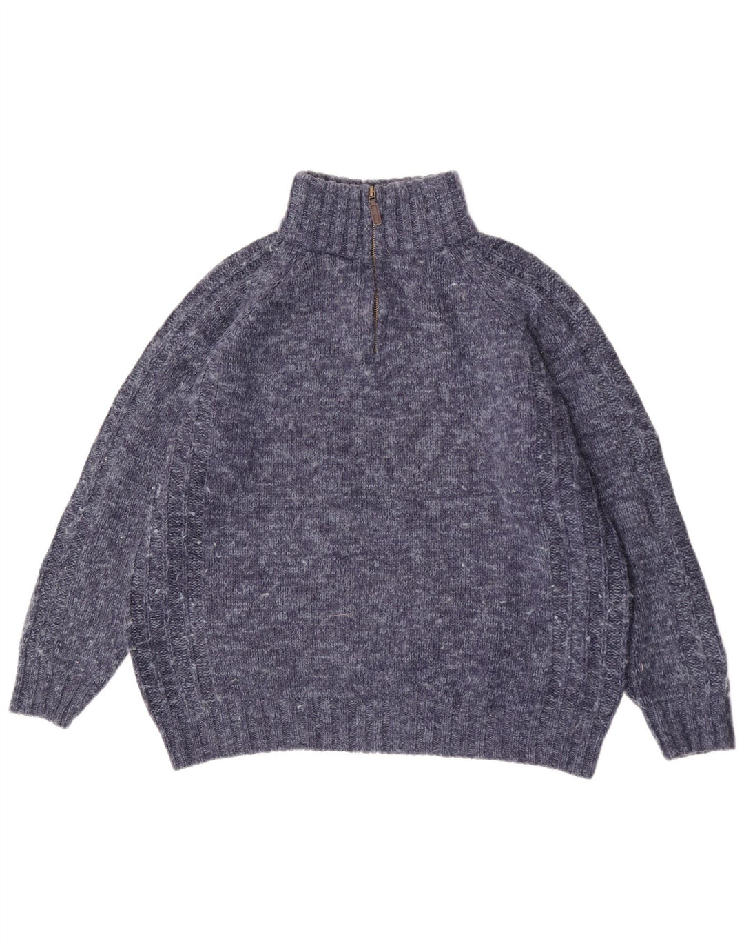 Maglione da uomo Marks & Spencer vestibilità regolare con zip e collo grande blu screziato