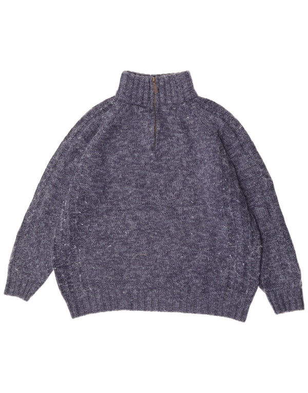 Maglione da uomo Marks & Spencer vestibilità regolare con zip e collo grande blu screziato