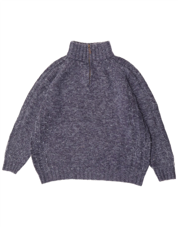 Maglione da uomo Marks & Spencer vestibilità regolare con zip e collo grande blu screziato