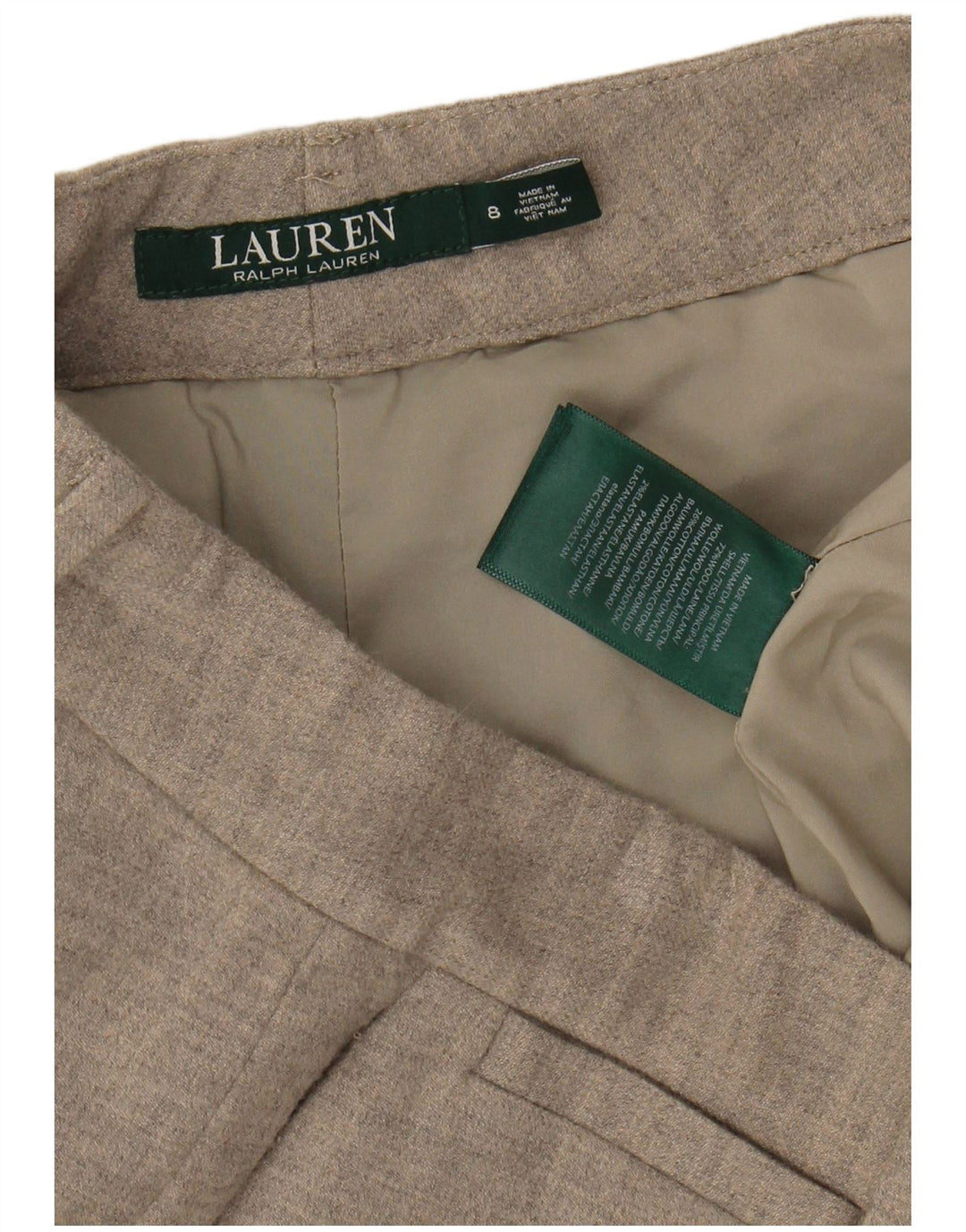 Pantaloni chino slim da donna Ralph Lauren US 8 Medium W32 L30 Lana grigia