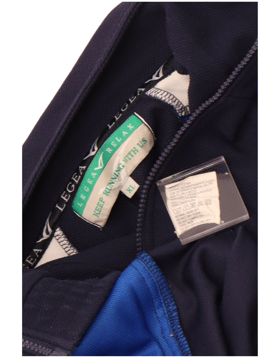 Giacca da ginnastica da uomo LEGEA XL in poliestere color block blu navy