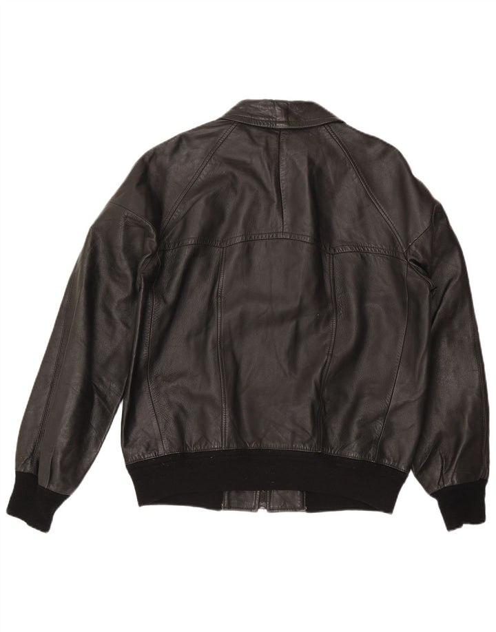 Giacca in pelle bomber da uomo Alta Moda IT 54 2XL Nera