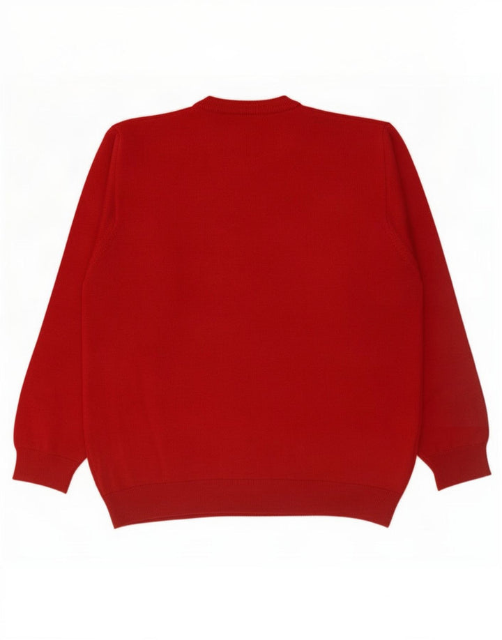 Maglione maglione girocollo da uomo Lacoste taglia 5 grande lana rossa