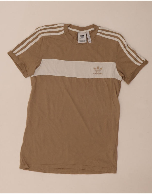 T-shirt Adidas da uomo Top Small Beige Colourblock in cotone