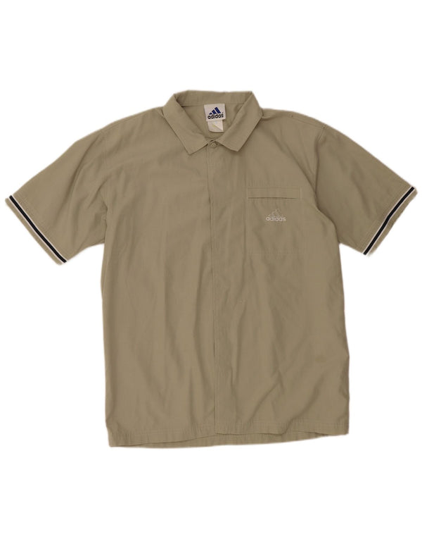 Camicia a maniche corte da uomo ADIDAS UK 38/40 Poliestere kaki medio