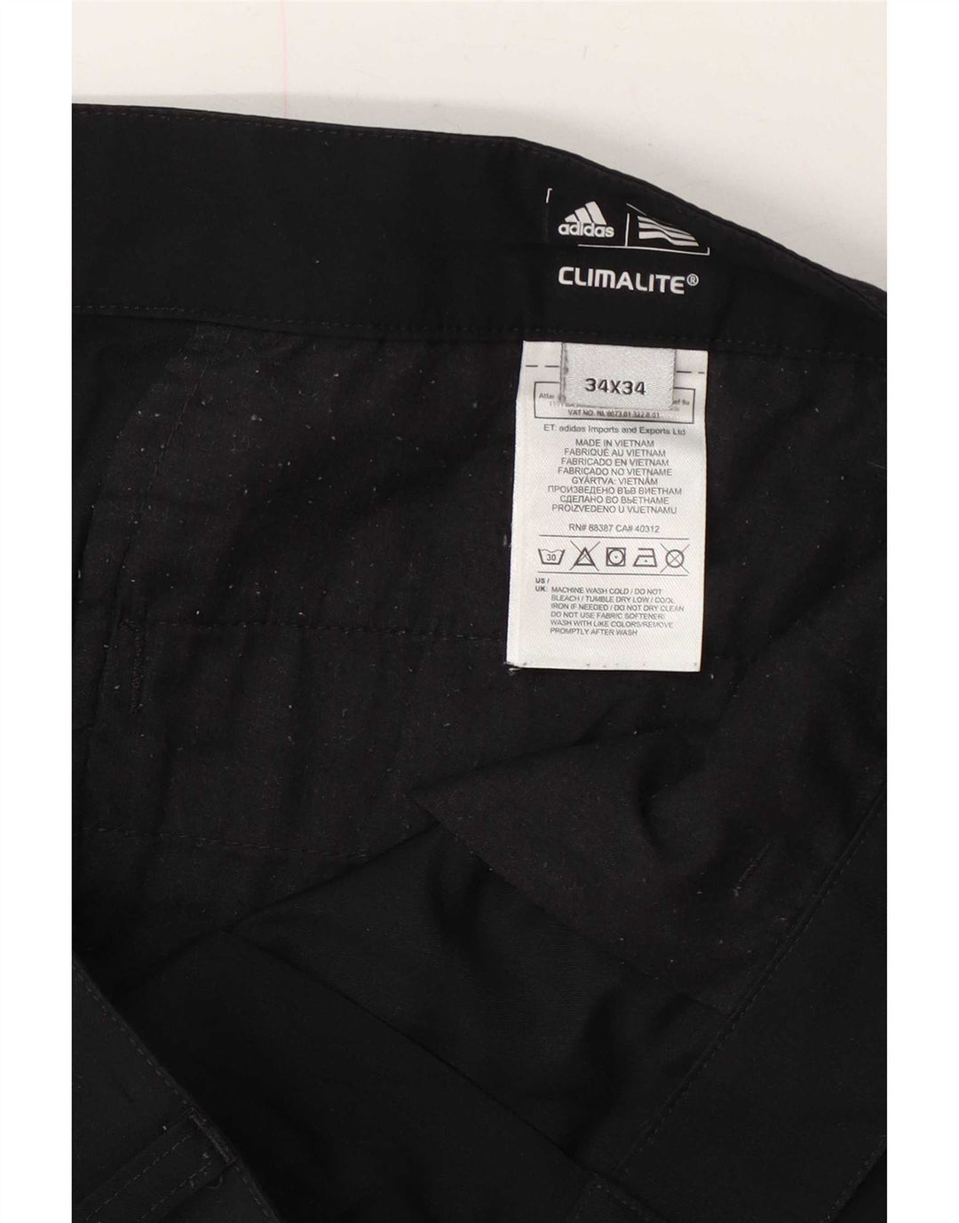 Pantaloni chino dritti Adidas Climalite da uomo W34 L34 poliestere nero