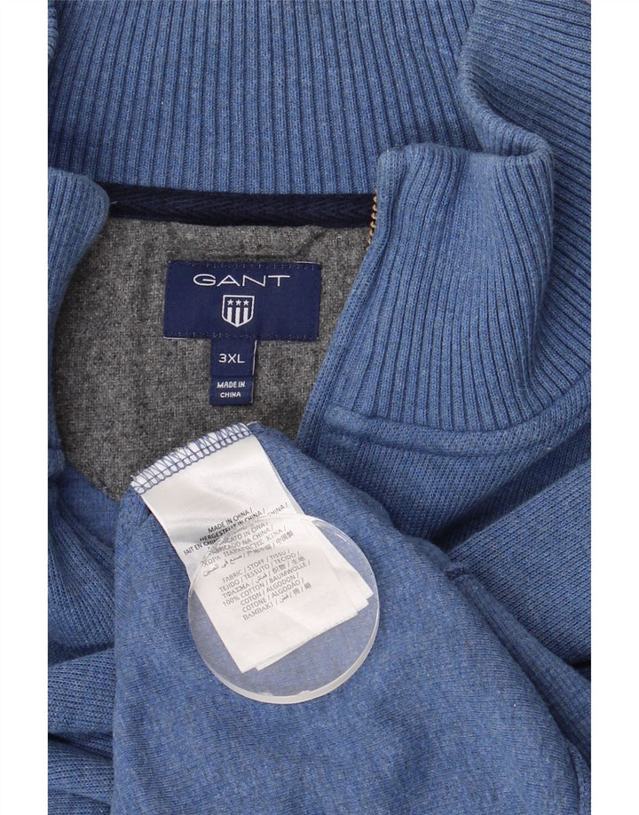 GANT Felpa da uomo con zip e collo maglione 3XL cotone blu