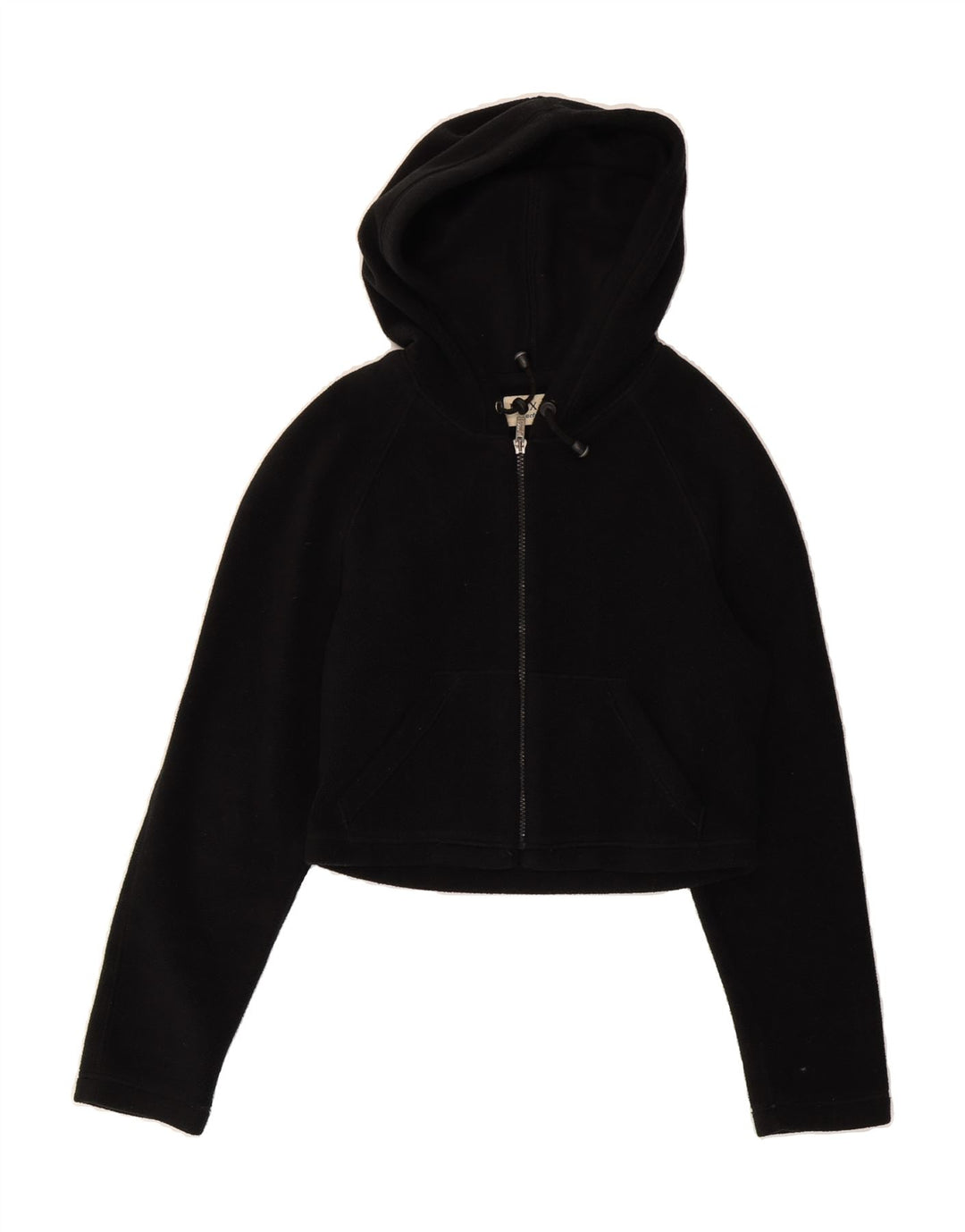 MAX & CO. Womens Crop Hooded Fleece Jacket UK 12 Medium Black Polyester Vintage Max & Co. and Second-Hand Max & Co. from Messina Hembry 