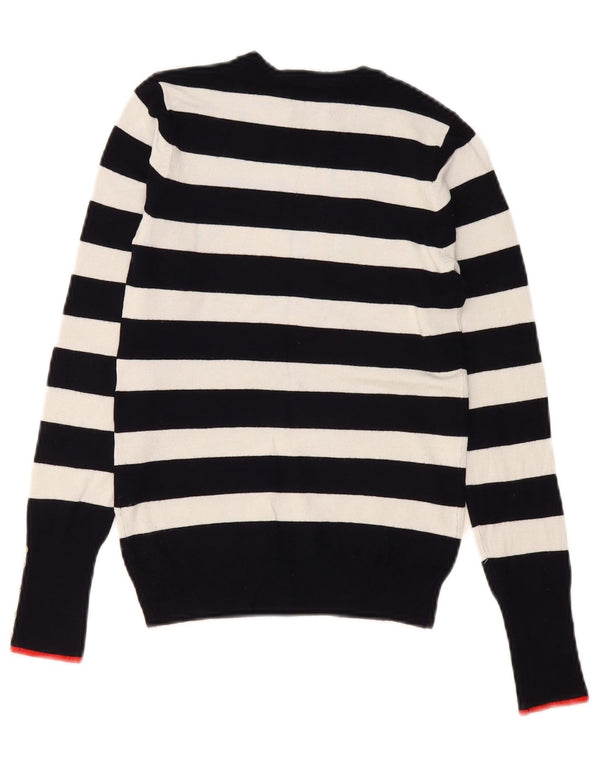 Maglione maglione girocollo da donna Zara UK 8 piccolo a righe blu navy