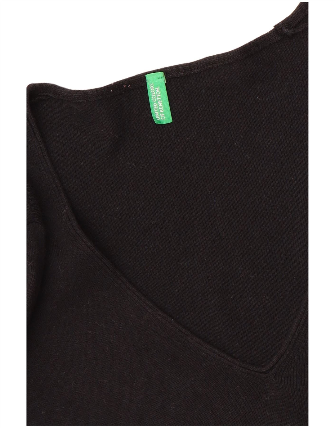 Maglione maglione con scollo a V da donna BENETTON UK 10 piccolo nero
