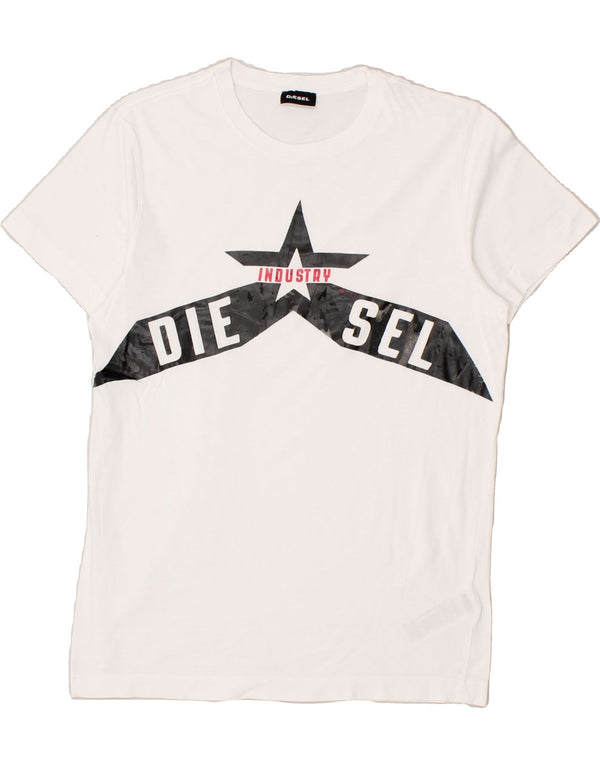 DIESEL T-shirt grafica per ragazzi 13-14 anni in cotone bianco