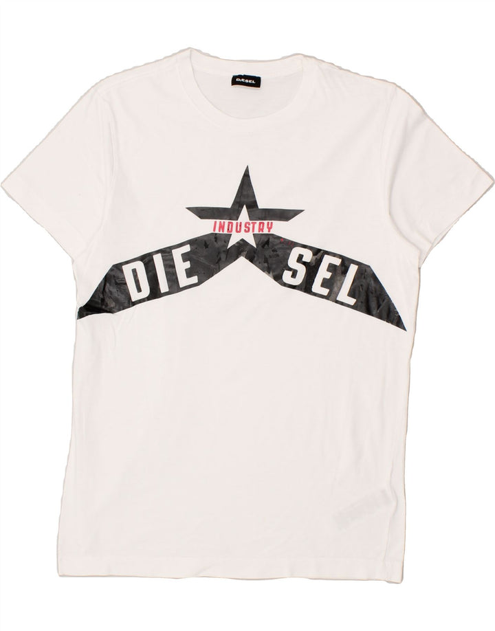 DIESEL T-shirt grafica per ragazzi 13-14 anni in cotone bianco