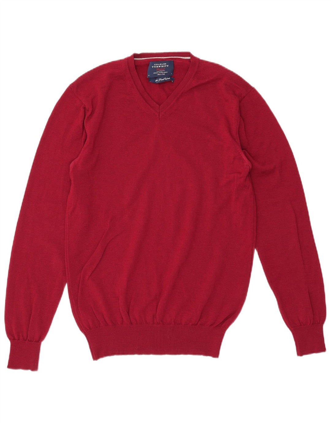 Maglione da uomo con scollo a V Charles Tyrwhitt piccolo in lana bordeaux