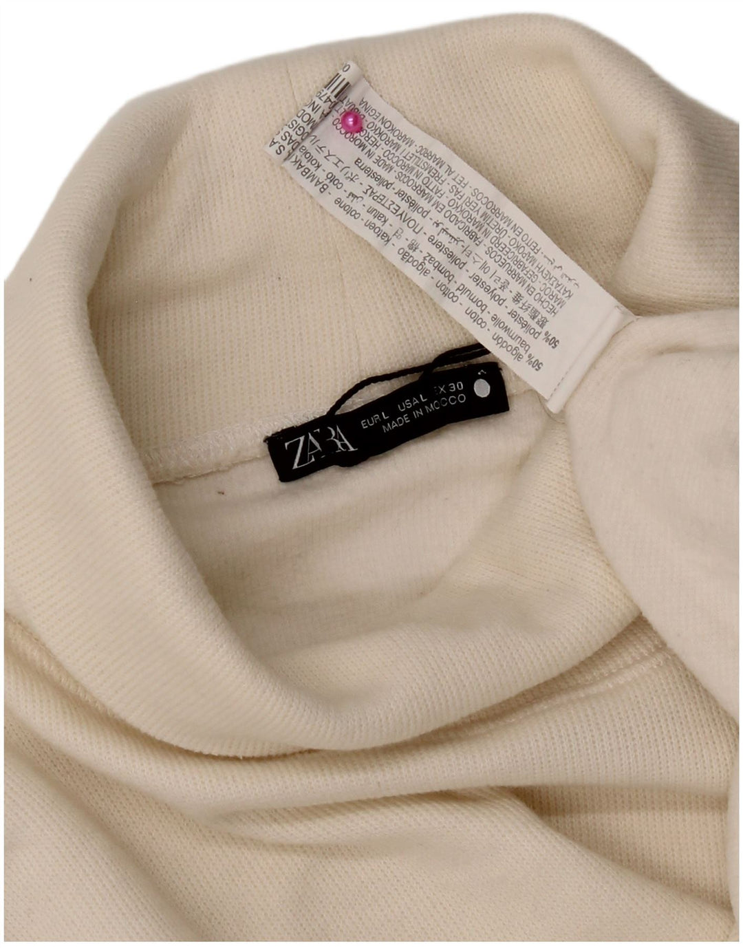 Top Zara da donna a maniche lunghe UK 16 grande cotone bianco