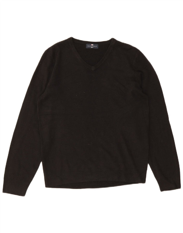 Maglione maglione con scollo a V Marks & Spencer da uomo blu medio nero