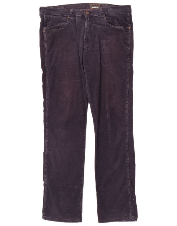 Pantaloni Wrangler da uomo in velluto a coste dritti elasticizzati Arizona W38 L34 blu navy