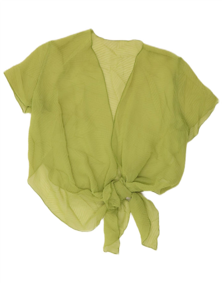 Cravatta frontale corta da donna vintage trasparente Top UK 14 a righe verdi medie