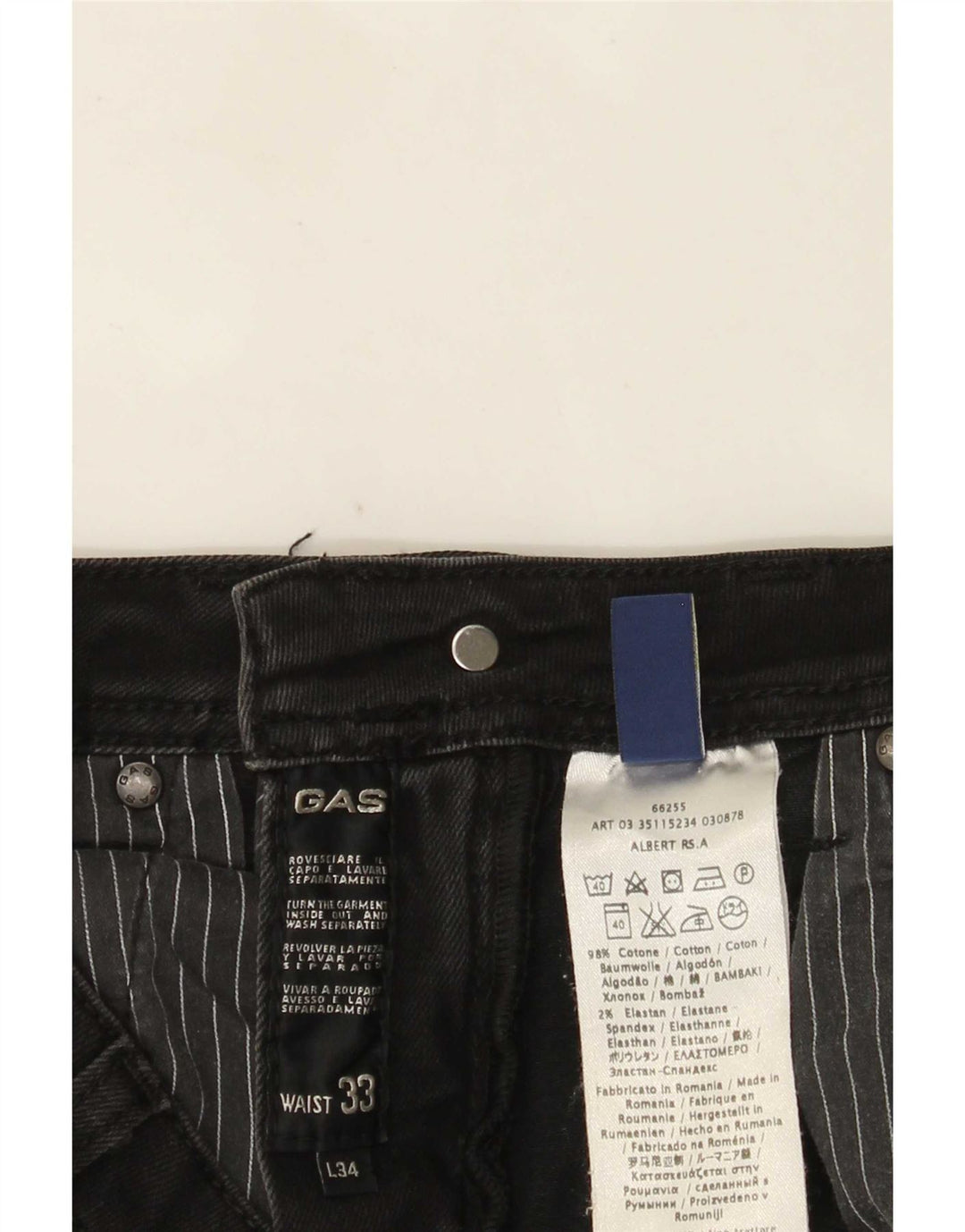 Jeans Albert Slim da donna Gas W33 L28 cotone nero