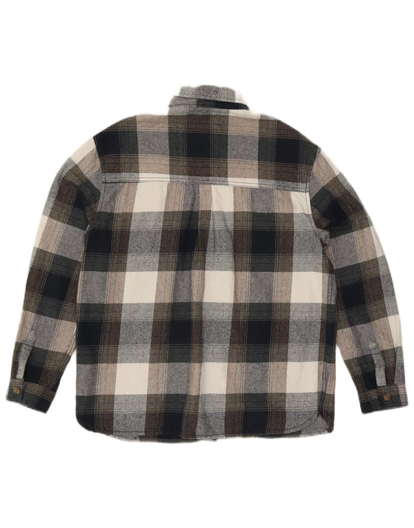 Camicia di flanella oversize da donna Fat Face UK 10 Piccolo cotone a quadri grigi