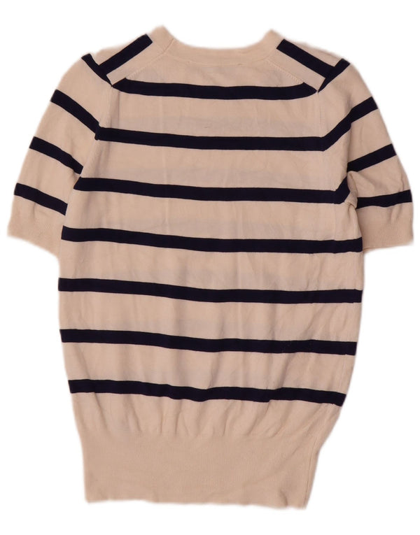Maglione Zara da donna con scollo a barca UK 10 piccolo a righe bianco sporco