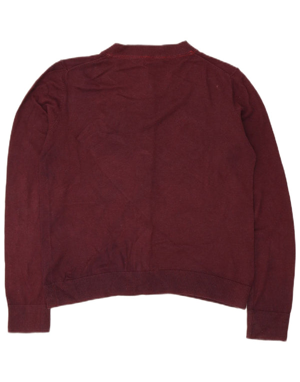 Crew Clothing Maglione cardigan da donna UK 10 Piccolo viscosa bordeaux