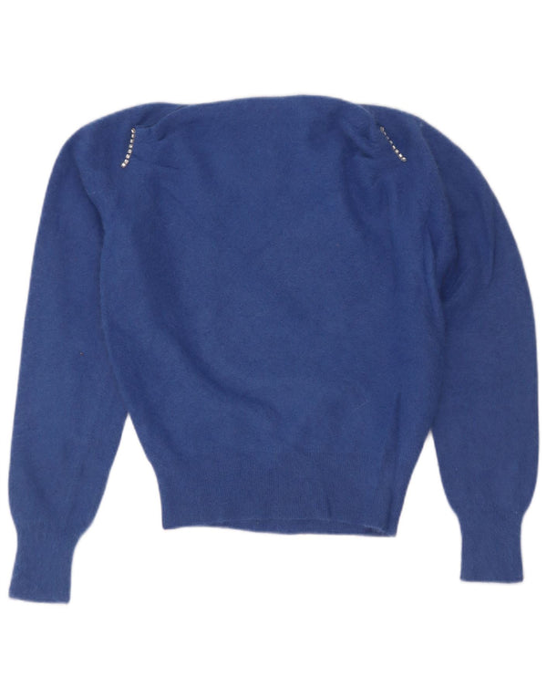 Luisa Spagnoli maglione da donna con scollo a barchetta corto UK 12 Blu medio