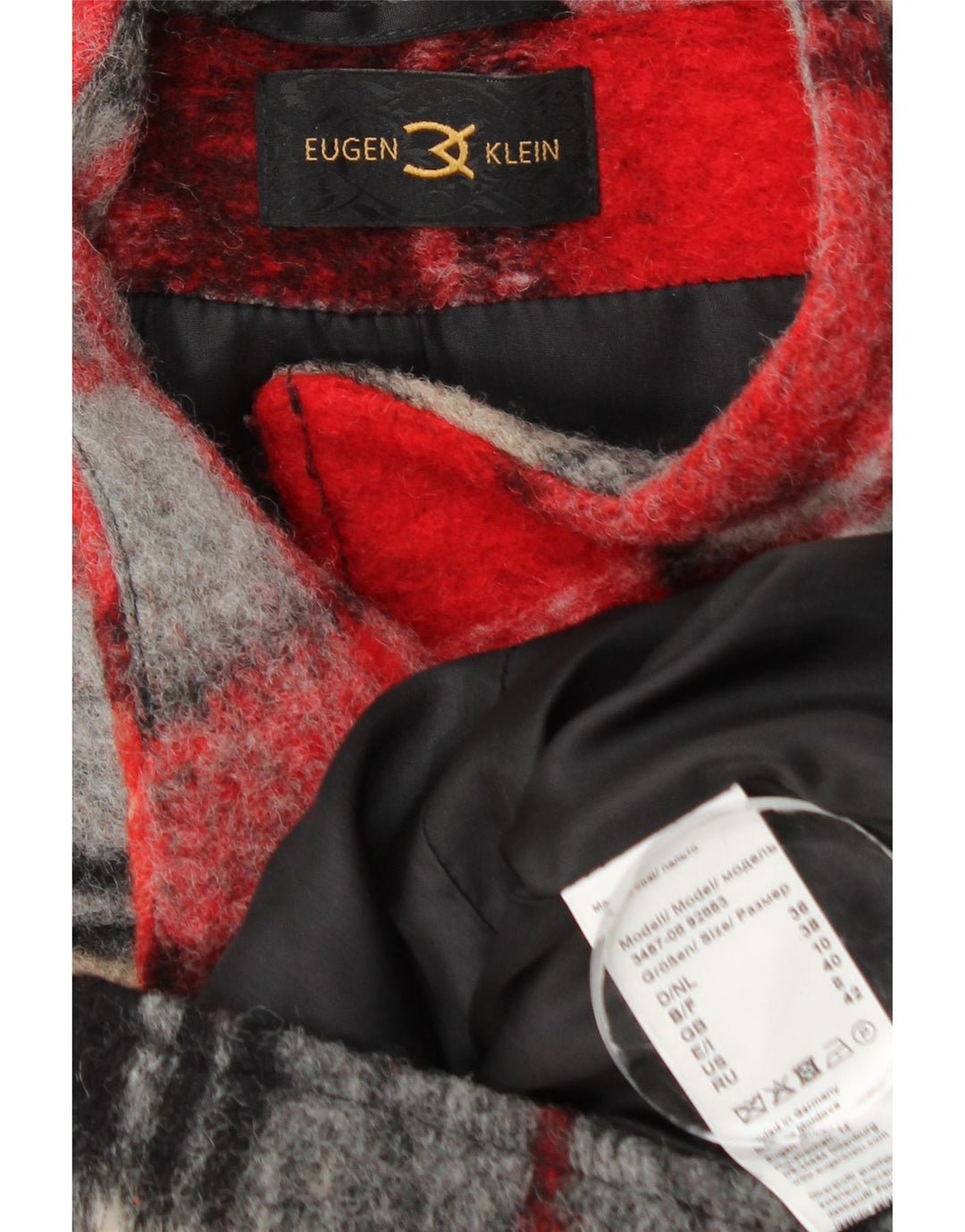 Soprabito da donna Eugen Klein UK 10 piccolo in lana a quadri multicolore