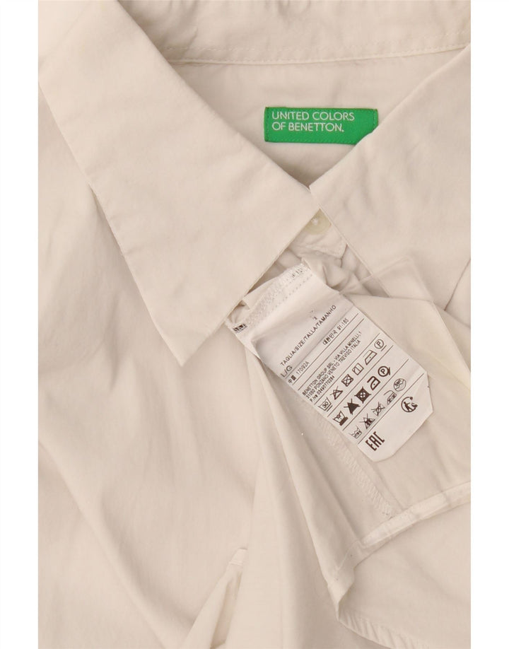 Camicia da donna Benetton UK 16 grande cotone bianco