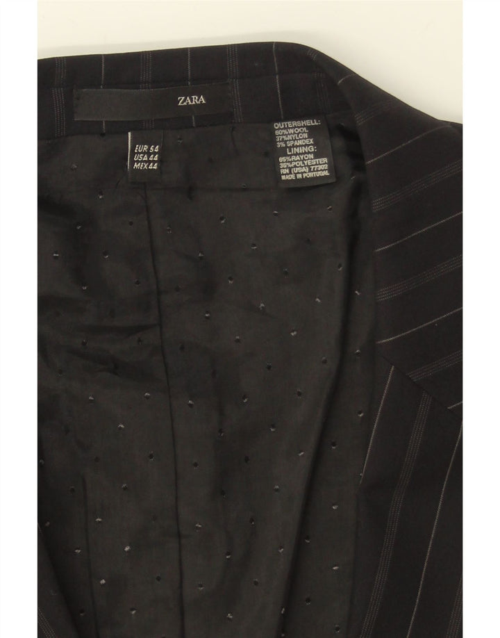 ZARA Mens 2 Button Blazer Jacket EU 54 XL Black Pinstripe Wool Vintage Zara and Second-Hand Zara from Messina Hembry 